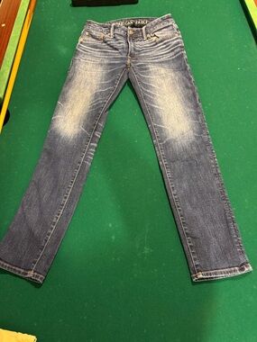 American Eagle Outfitters Men's Faded Blue Straight Jeans